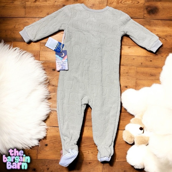 Bearpaw NWT Green Fleece Bear Footed Zip-Up Sleeper Pajamas (12M) - Picture 3 of 4